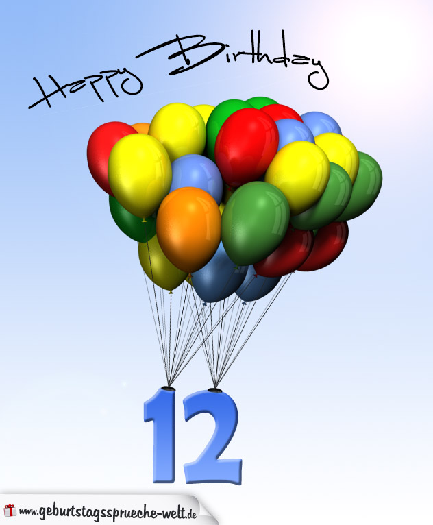 41+ Bilder 12 geburtstag junge , Geburtstagskarte mit Luftballons zum 12. Geburtstag