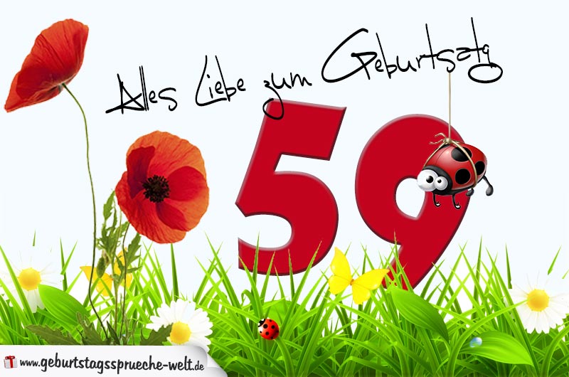 Geburtstagskarte mit Blumenwiese zum 59. Geburtstag