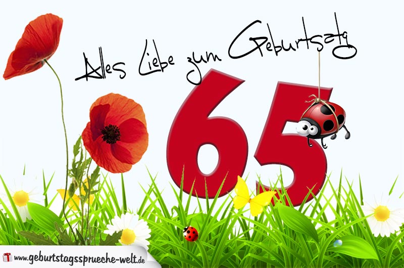 41++ Glueckwuensche zum 65 geburtstag bilder , Geburtstagskarte mit Blumenwiese zum 65. Geburtstag
