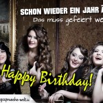 Viele Mädels feiern Geburtstag als Motiv für coole Geburtstagskarte