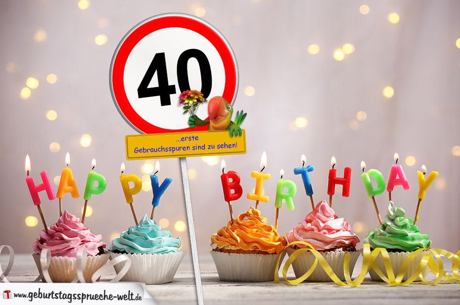 38+ 30 geburtstag frau spruch , 40. Geburtstag Geburtstagswünsche mit Schild und Alter auf Karte GeburtstagssprücheWelt