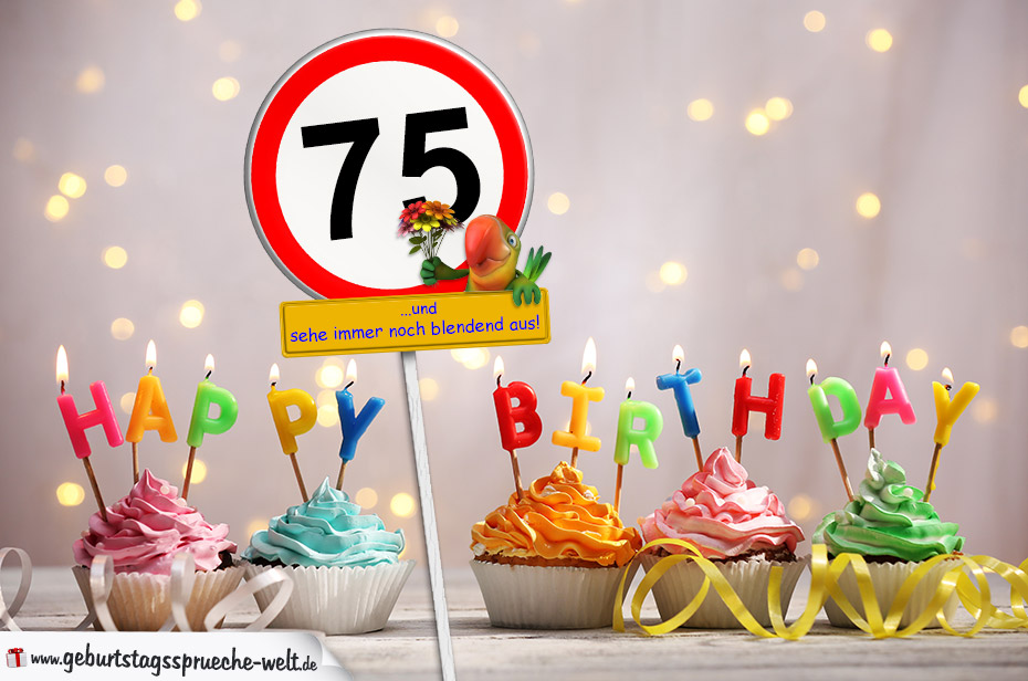 34+ 18 geburtstag sprueche kostenlos , 75. Geburtstag Geburtstagswünsche mit Schild und Alter auf Karte GeburtstagssprücheWelt