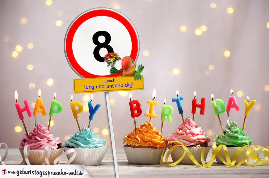 33++ Sprueche zum 75 geburtstag , 8. Geburtstag Geburtstagswünsche mit Schild und Alter auf Karte GeburtstagssprücheWelt