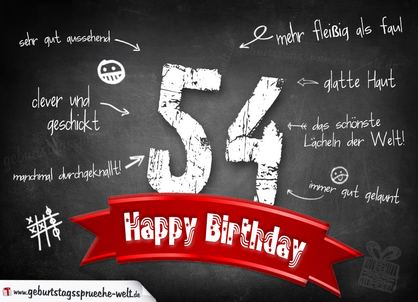 50+ Sprueche zum 43 geburtstag lustig , Komplimente Geburtstagskarte zum 54. Geburtstag Happy Birthday GeburtstagssprücheWelt