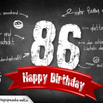 Komplimente und Sprüche zum 86. Geburtstag auf Tafel geschrieben