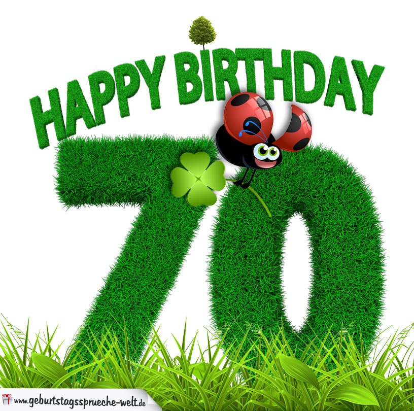 70 Geburtstag als Graszahl Happy Birthday