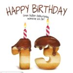 Happy Birthday in Keksschrift zum 13. Geburtstag