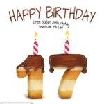 Happy Birthday in Keksschrift zum 17. Geburtstag
