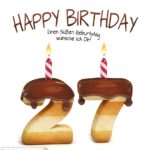 Happy Birthday in Keksschrift zum 27. Geburtstag