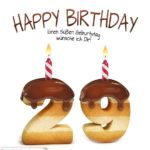 Happy Birthday in Keksschrift zum 29. Geburtstag