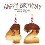 Happy Birthday in Keksschrift zum 42. Geburtstag