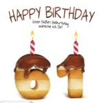 Happy Birthday in Keksschrift zum 61. Geburtstag