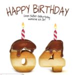 Happy Birthday in Keksschrift zum 64. Geburtstag