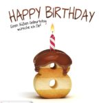 Happy Birthday in Keksschrift zum 8. Geburtstag