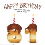 Happy Birthday in Keksschrift zum 81. Geburtstag