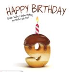 Happy Birthday in Keksschrift zum 9. Geburtstag