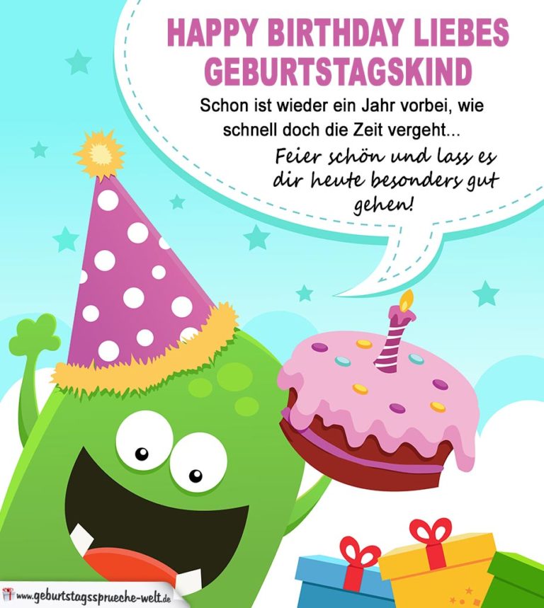 Happy Birthday liebes Geburtstagskind - Bunte Karte auch für Kinder geeignet 