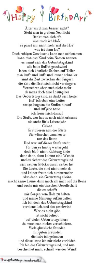 Geburtstag Gedicht - älter wird man besser nicht!