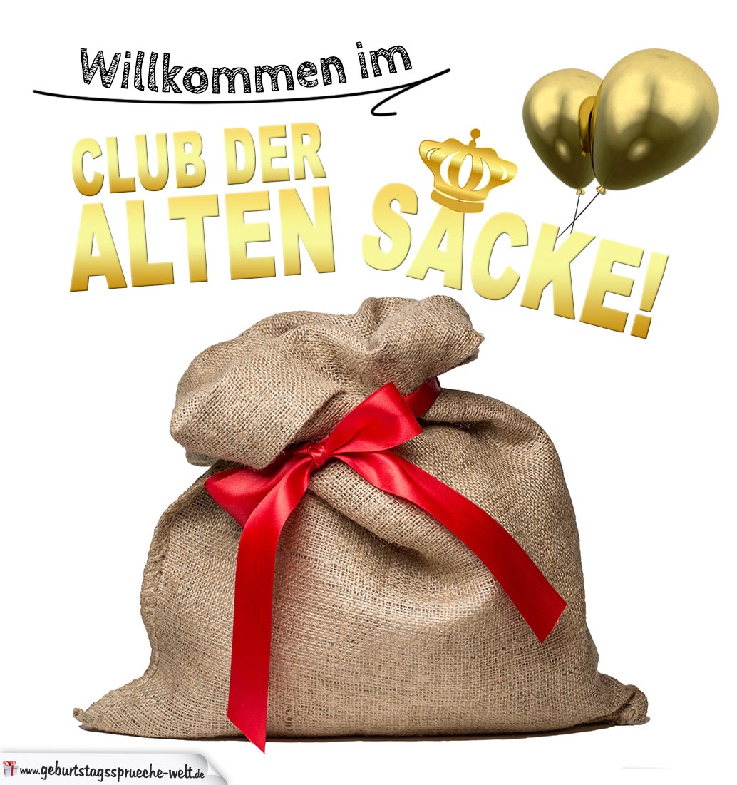 Freche Karte zum Geburtstag mit einem alten Sack