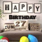 Happy Birthday 27 Jahre Wohnzimmer - Sofa mit Kissen und Spruch.jpg