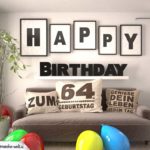 Happy Birthday 64 Jahre Wohnzimmer - Sofa mit Kissen und Spruch.jpg